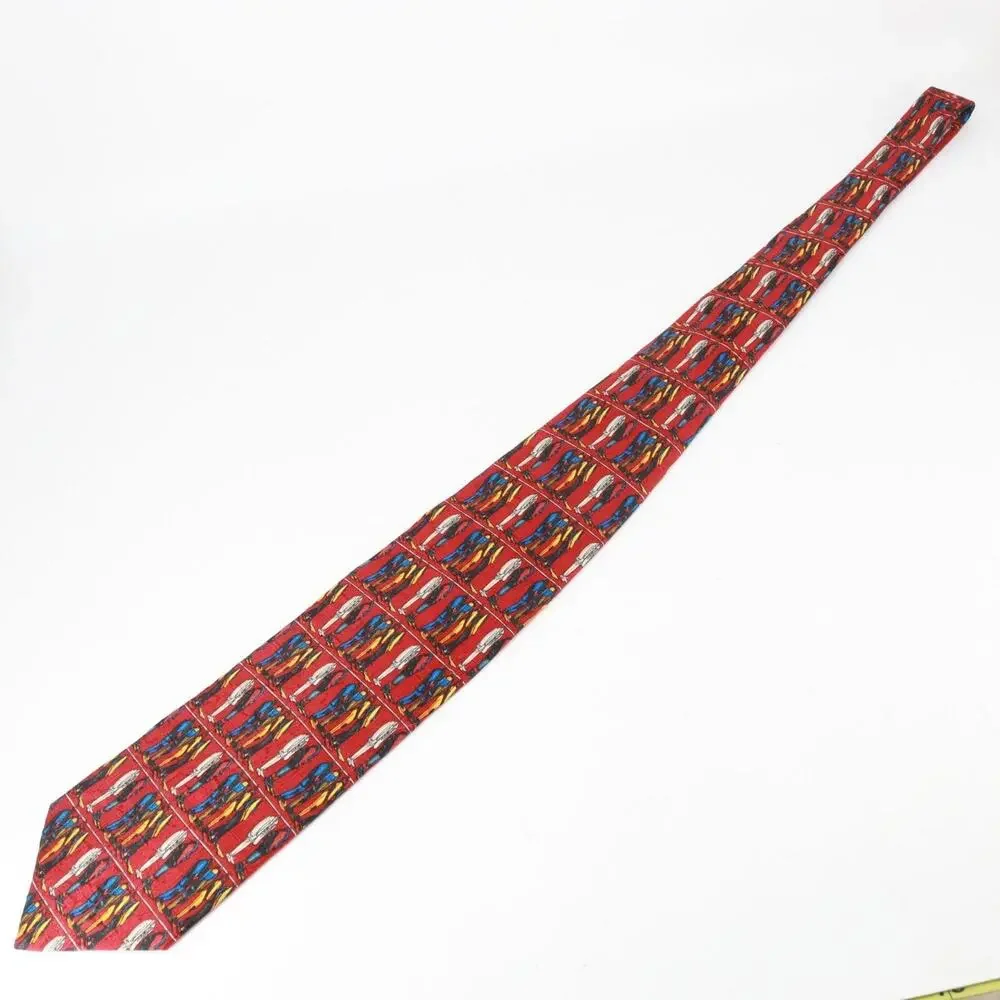 Ermenegildo Zegna Ties Mens Red Silk 60 in Graphic Hanging Suits Wetsuit Flipper